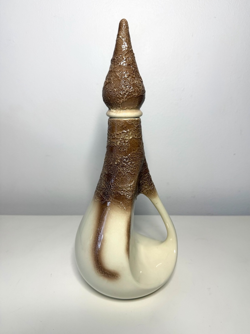 1970s Signed Studio Ceramic Genie Bottle Decanter